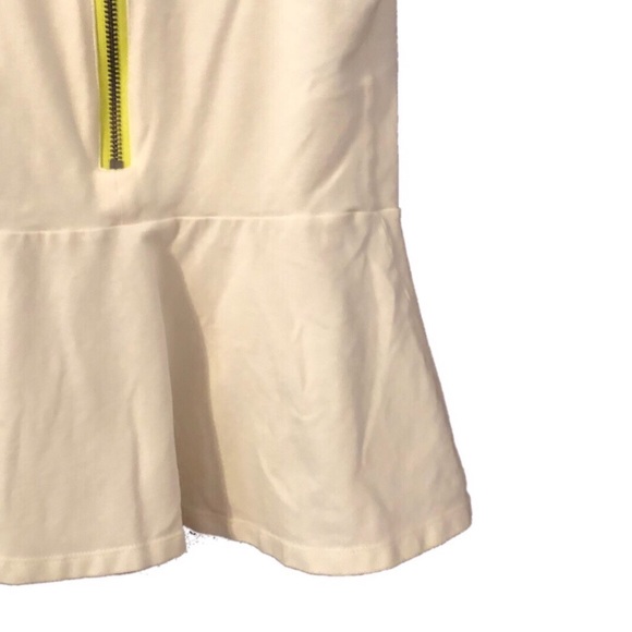 Express Off White Peplum Sleeveless Top w/ Neon Zip Back - Picture 5 of 6